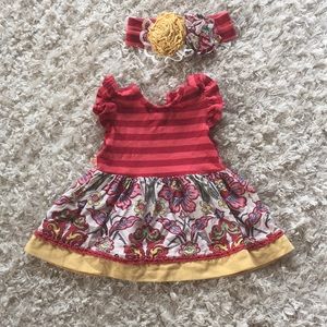 Persnickety Sz 6-12 month dress and matching bow